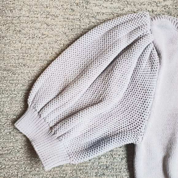 Ann Taylor Ice Blue Puff Sleeve Knit Sweater - Picture 3 of 9